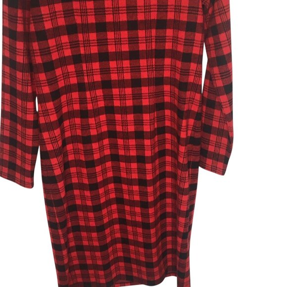 Talbots Dress Womens XS Red Black Plaid Knit Sheath Zipper Shoulder Christmas - Picture 12 of 16